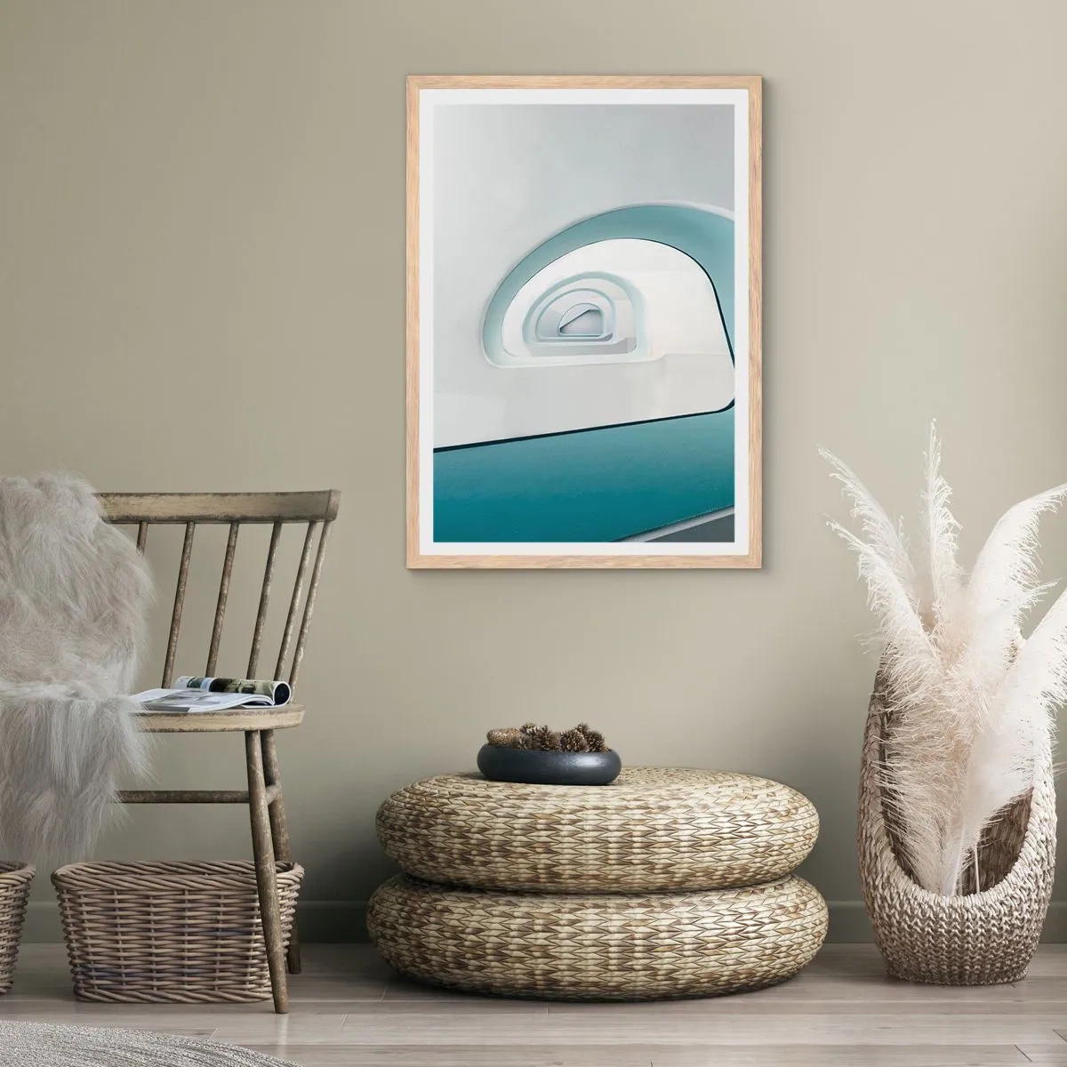 Poster in einem Rahmen aus heller Eiche - Bis zum Ende des Blaus - 50x70 cm