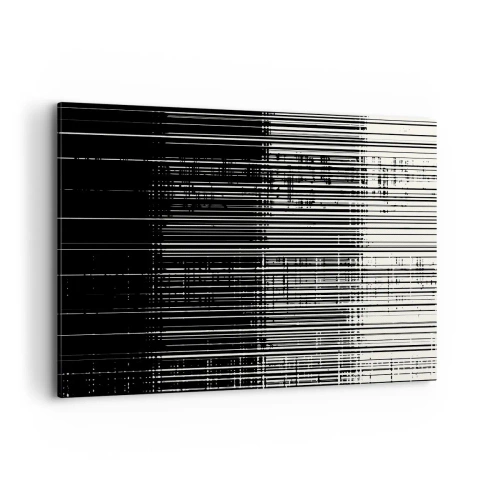 Bild auf Leinwand - Leinwandbild - Abstrakte Linienkomposition in kontrastierendem Schwarz und Weiß - 100x70cm - Wellen und Vibrationen - Moderne Wanddekoration für Wohnzimmer und Schlafzimmer ARTTOR