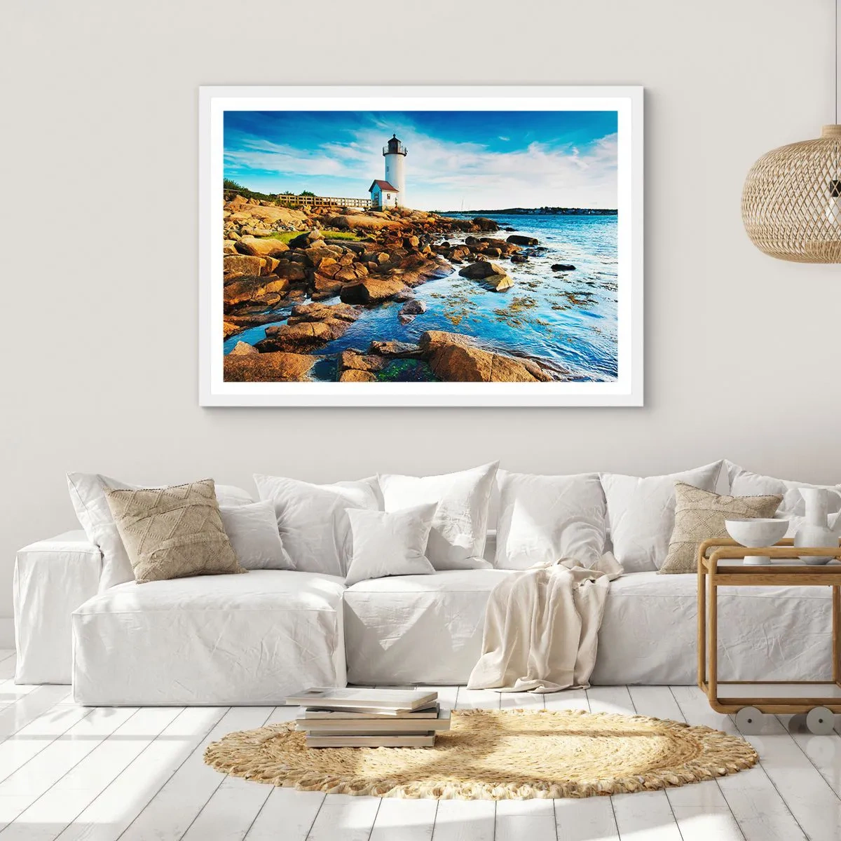 Poster in einem weißen Rahmen - Komm glücklich zurück, ich warte - 40x30 cm