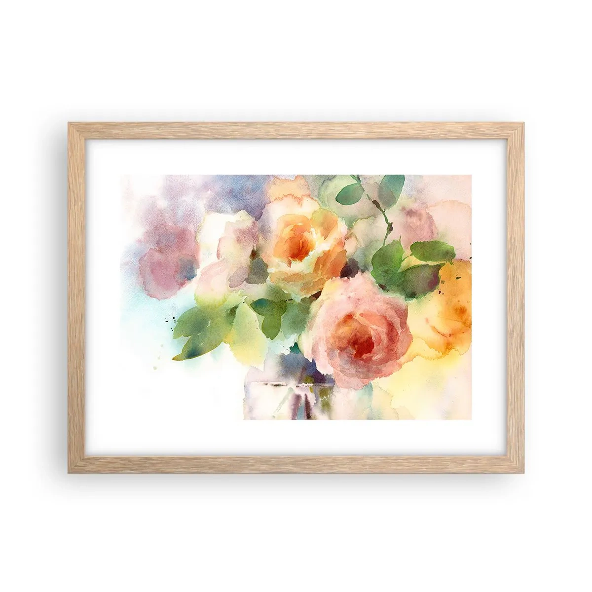 Poster in einem Rahmen aus heller Eiche - Zart wie Aquarell - 40x30 cm