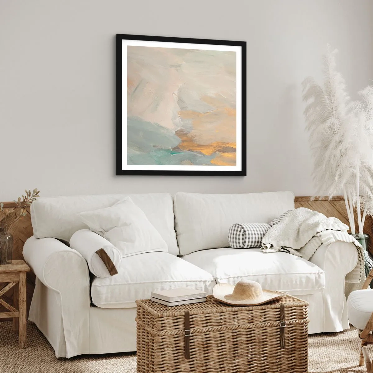Poster in einem schwarzem Rahmen - Abstraktion – das Land der Sanftheit - 30x30 cm