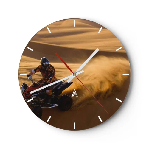 Wanduhr - Glasuhr - Quad in der Wüste im Einsatz - 30x30cm - Auf den Sandwellen - Moderne Wanddekoration für Wohnzimmer, Küche und Schlafzimmer ARTTOR