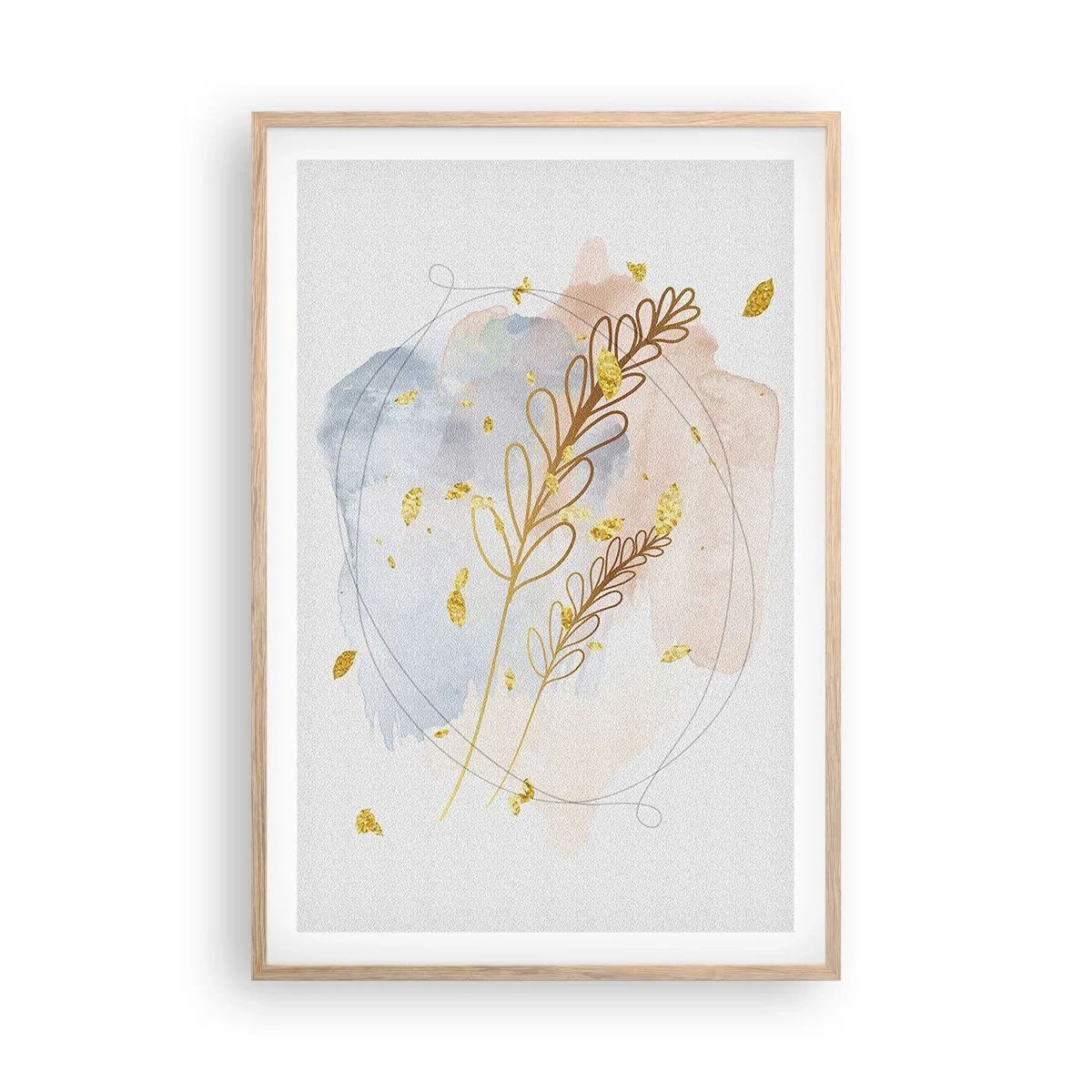 Poster in einem Rahmen aus heller Eiche - Goldenr Hauch - 61x91 cm