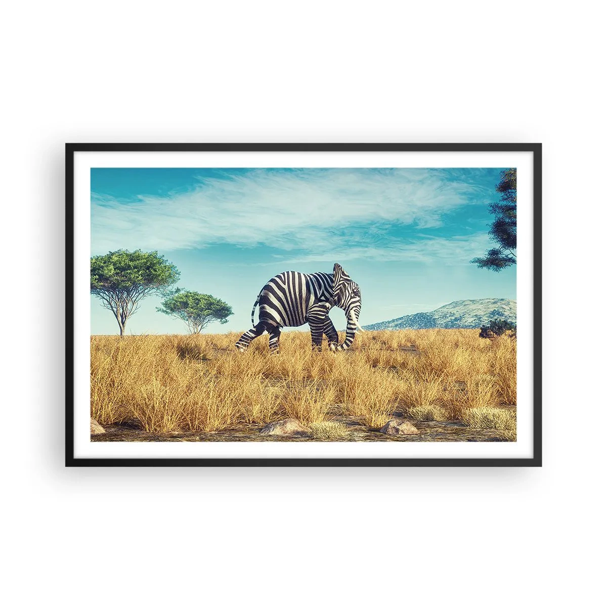 Poster in einem schwarzem Rahmen - Grau ist nicht mehr in Mode - 91x61 cm