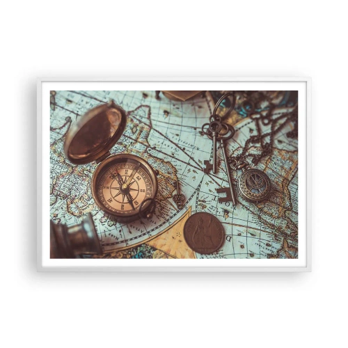 Poster in einem weißen Rahmen - Für den Abenteurer - 100x70 cm