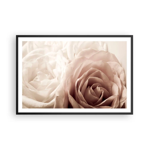 Poster in einem schwarzem Rahmen - Im Herzen der Rose - 91x61 cm