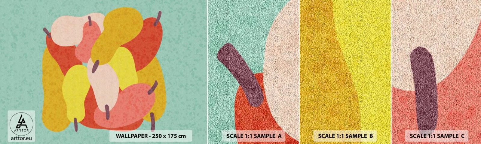 Fototapetenmuster Standard Eco - Probieren Sie die Sommersonne - Obst, Birnen, Gesundheit - 100x30 cm