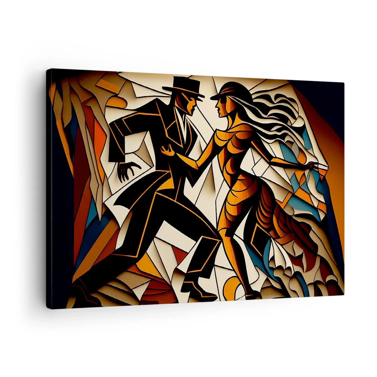 Bild auf Leinwand - Leinwandbild - Ein dynamisches Paar tanzt in abstrakter Form. - 70x50cm - Tanz der Passion und Leidenschaft - Moderne Wanddekoration für Wohnzimmer und Schlafzimmer ARTTOR