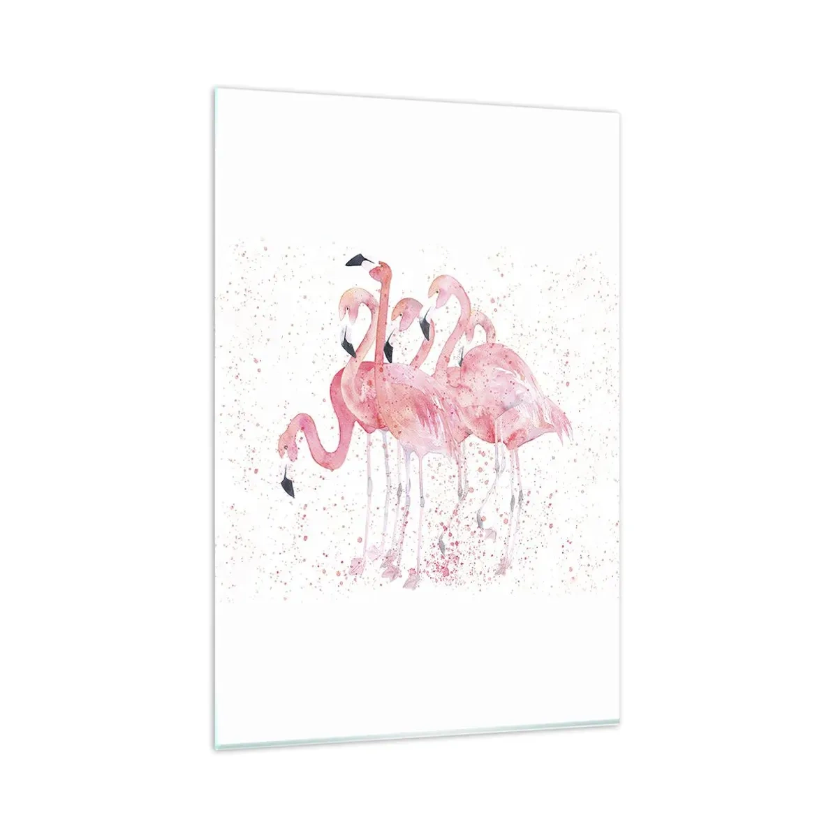 Glasbild - Bild auf glas - Rosa Flamingos im künstlerischen Aquarellstil - 80x120cm - Rosa Ensemble - Moderne Wanddekoration für Wohnzimmer und Schlafzimmer ARTTOR