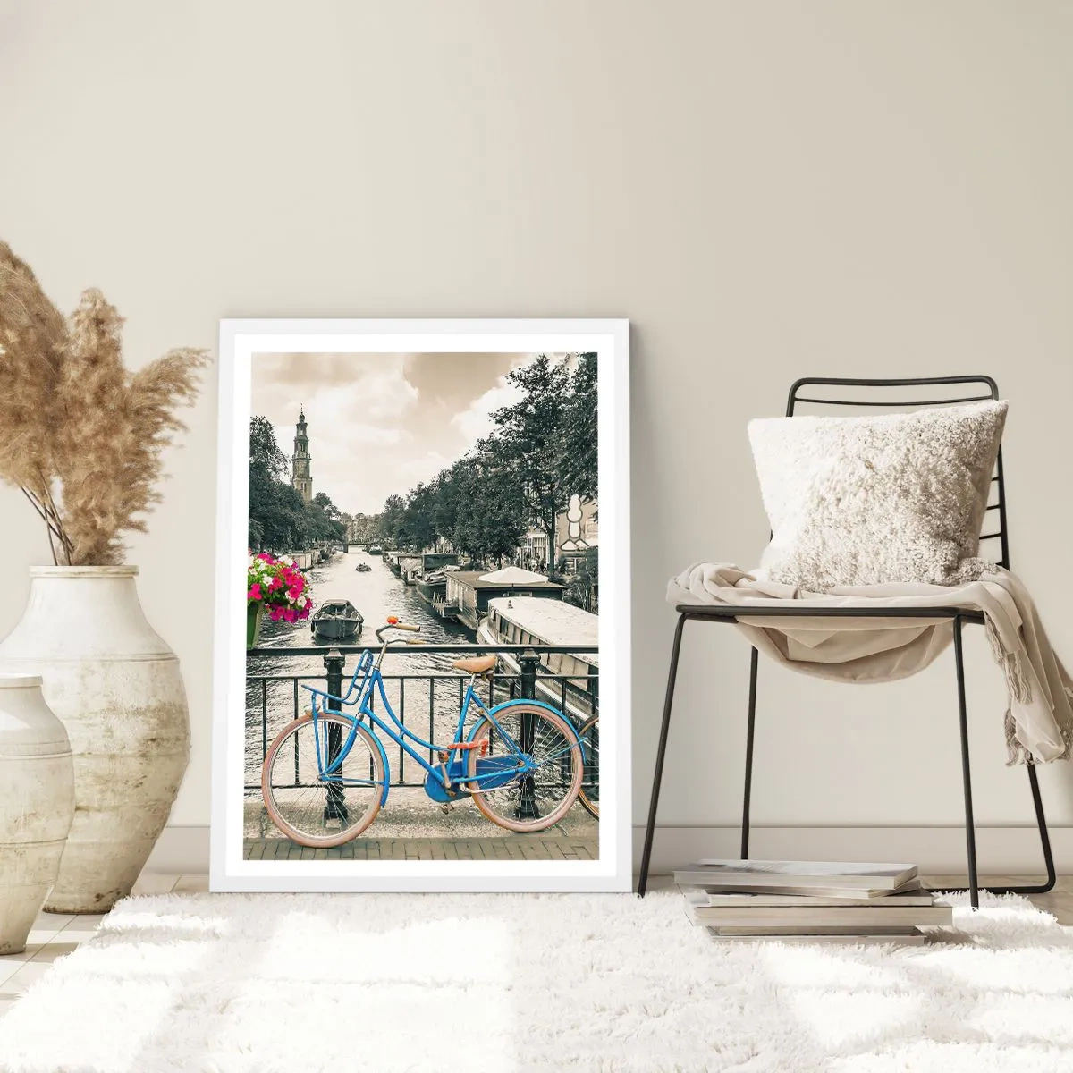 Poster in einem weißen Rahmen - Die Farben der Amsterdamer Straße - 40x50 cm