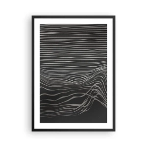 Poster in einem schwarzem Rahmen - Abstrakte Komposition mit Linien auf schwarzem Hintergrund - 50x70cm - Rhythmus und Akzent - Moderne Wanddekoration für Wohnzimmer und Schlafzimmer ARTTOR
