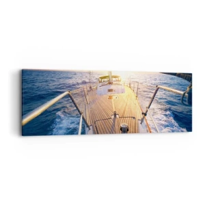 Bild auf Leinwand - Leinwandbild - Laufen unter den Wellen - 90x30 cm