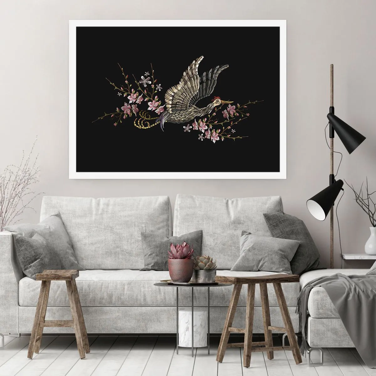 Poster - Exotischer gestickter Vogel - 50x40 cm