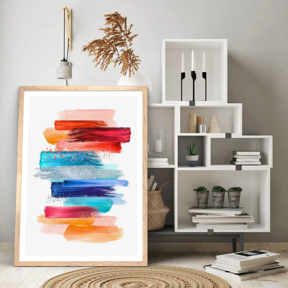 Poster in einem Rahmen aus heller Eiche - Auf und ab - 40x50 cm