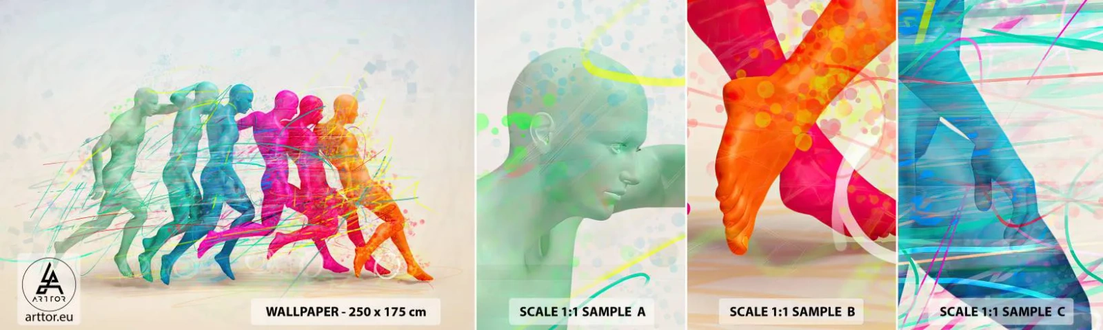 Fototapeten Muster Selbstklebend Deluxe Sticker - Harmonie der Bewegung - Abstraktion, Mann, Sport - 100x30 cm