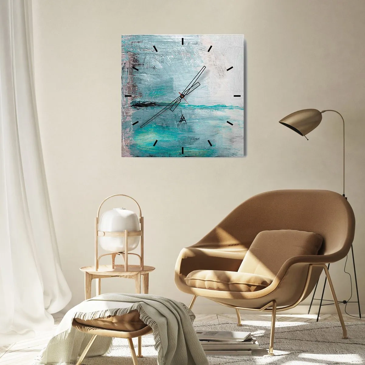 Wanduhr - Glasuhr - Horizontal in Blau - 40x40 cm