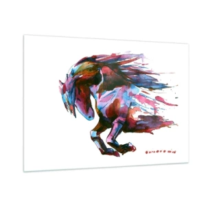 Glasbild - Bild auf glas - Abstraktes Pferd in dynamischer Farbkomposition - 100x70cm - In Verzückung - Moderne Wanddekoration für Wohnzimmer und Schlafzimmer ARTTOR