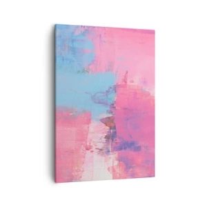 Bild auf Leinwand - Leinwandbild - Abstrakte Komposition in Pink und Blau - 50x70cm - Rosa, Blau und eine Prise Licht - Moderne Wanddekoration für Wohnzimmer und Schlafzimmer ARTTOR