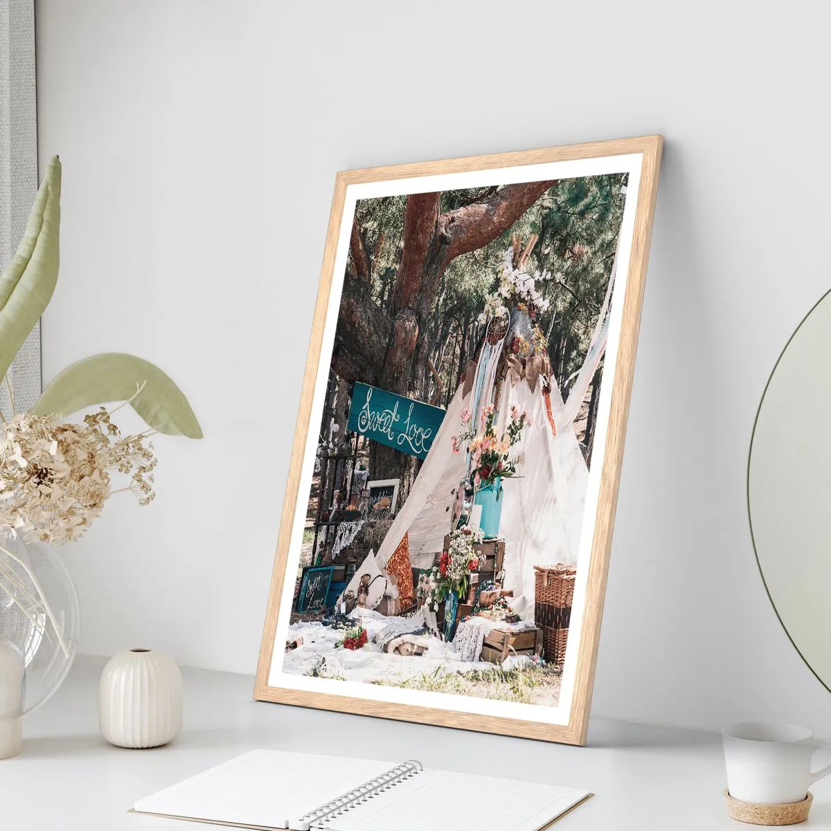 Poster in einem Rahmen aus heller Eiche - Liebe machen ... - 61x91 cm