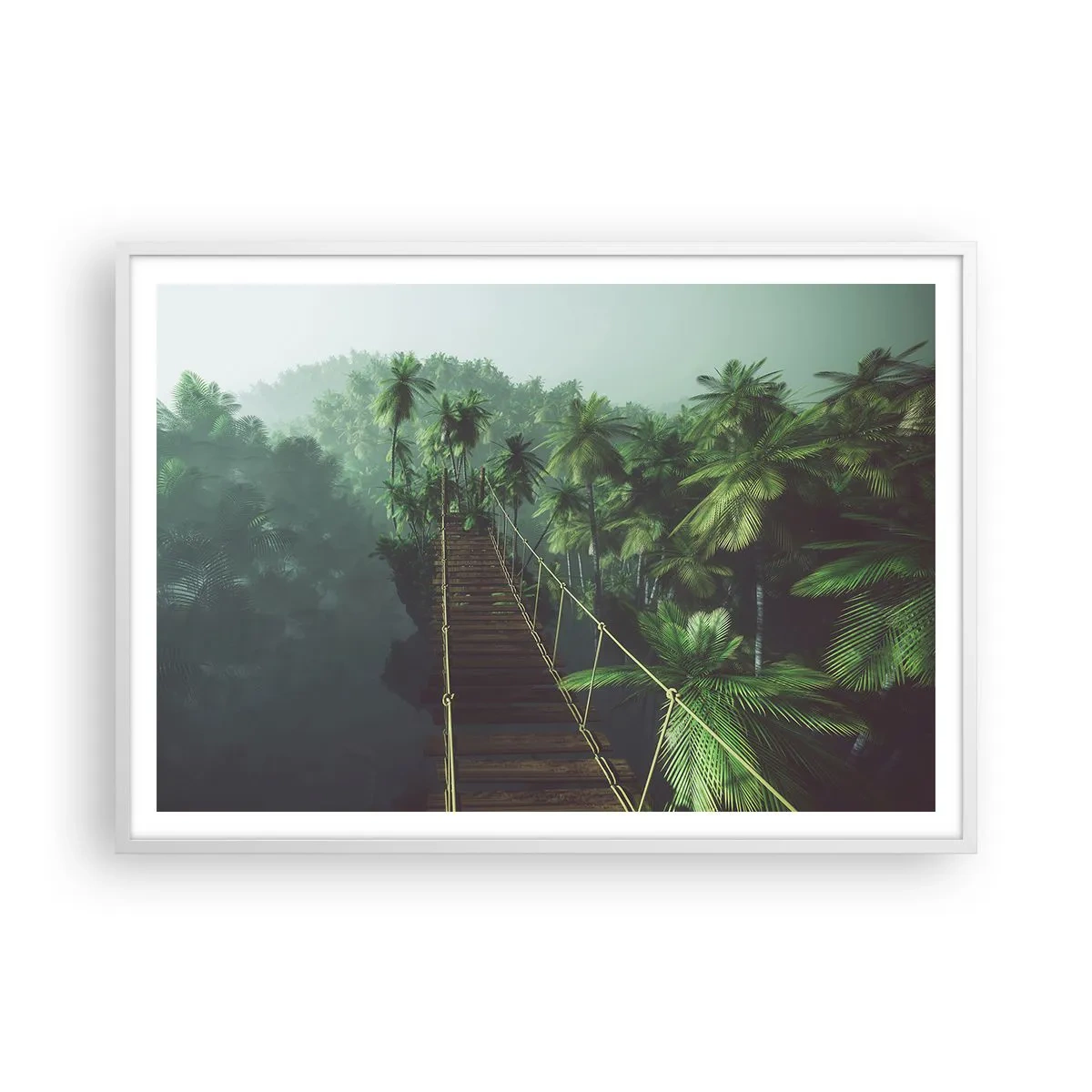 Poster in einem weißen Rahmen - Über der Brandung des Grüns - 100x70 cm