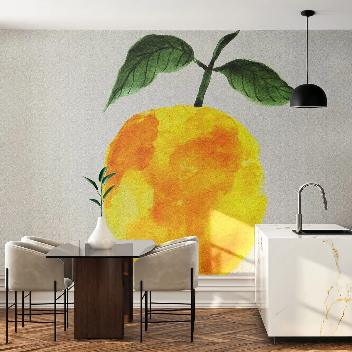 Selbstklebende Fototapete Deluxe Sticker - So schmeckt man die Sonne - Zitrone, Küche, Obst - 250x175 cm