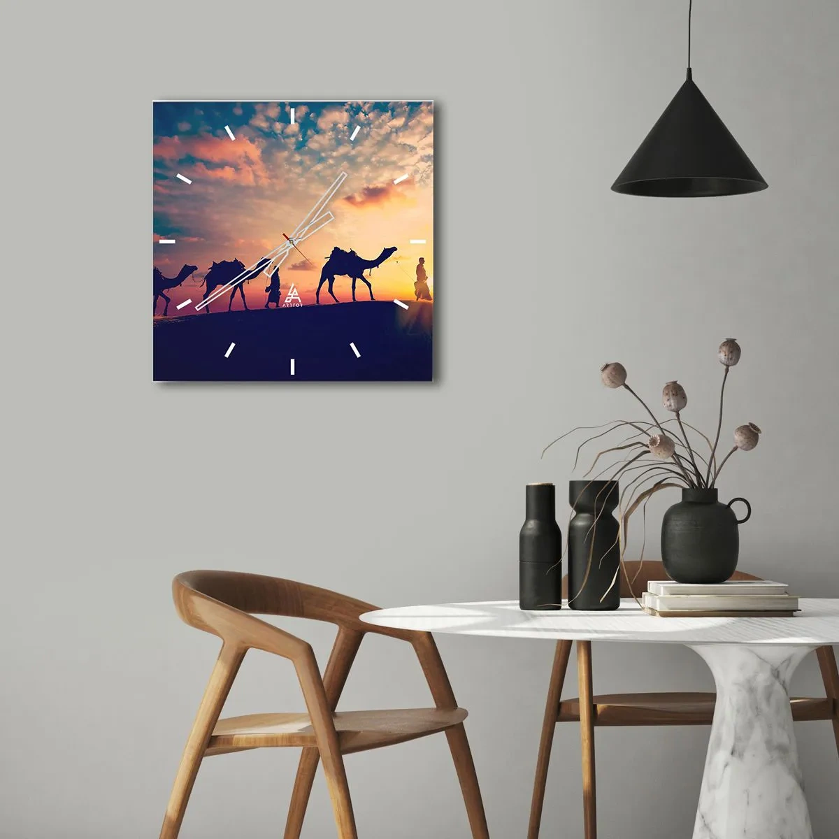 Wanduhr - Glasuhr - Der geheimnisvolle Geist des Orients - 40x40 cm