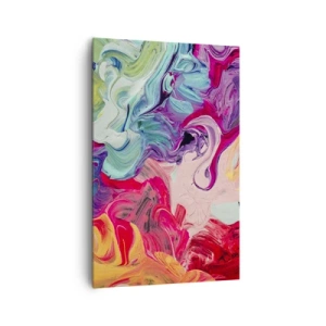 Bild auf Leinwand - Leinwandbild - Eine abstrakte Komposition mit lebendigen, wirbelnden Farben und einer dynamischen Struktur. - 80x120cm - Die Geburt der Farben - Moderne Wanddekoration für Wohnzimmer und Schlafzimmer ARTTOR