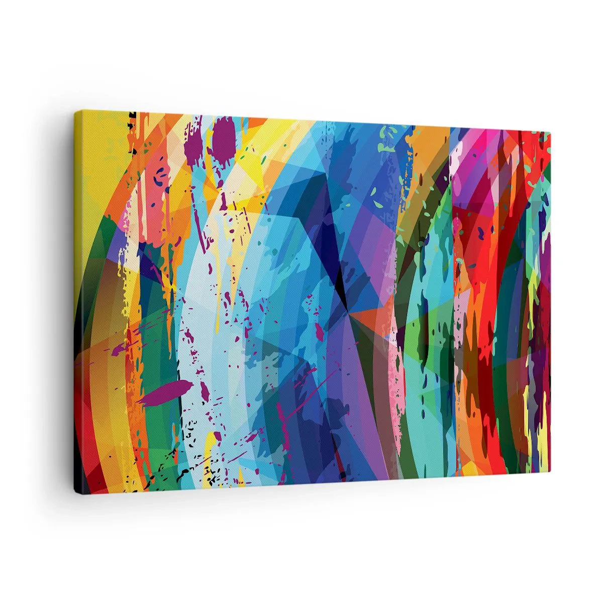 Bild auf Leinwand - Leinwandbild - Bunte Abstraktion in dynamischen Mustern und Formen - 70x50cm - Farbenfroher Schwindel - Moderne Wanddekoration für Wohnzimmer und Schlafzimmer ARTTOR