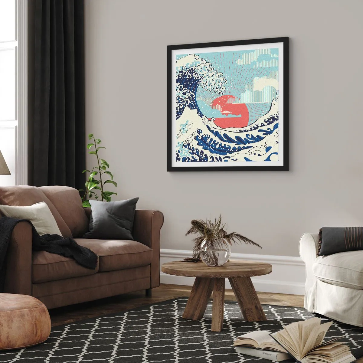 Poster in einem schwarzem Rahmen - Von japanischer Inspiration - 60x60 cm