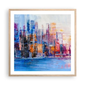 Poster in einem Rahmen aus heller Eiche - Fröhliche Metropole - 60x60 cm