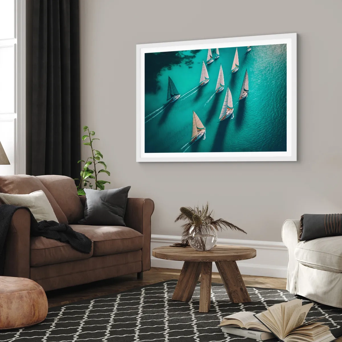 Poster in einem weißen Rahmen - Im Wettbewerb mit dem Wind - 100x70 cm