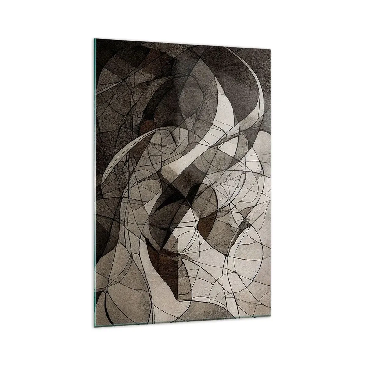 Glasbild - Bild auf glas - Abstraktes Muster in Braun- und Erdtönen - 80x120cm - Zirkulation von Erdfarben - Moderne Wanddekoration für Wohnzimmer und Schlafzimmer ARTTOR