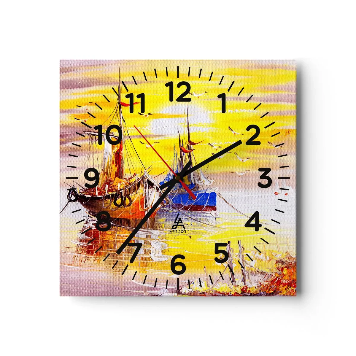 Wanduhr - Glasuhr - Eine wohlverdiente Pause im Hafen - 30x30 cm