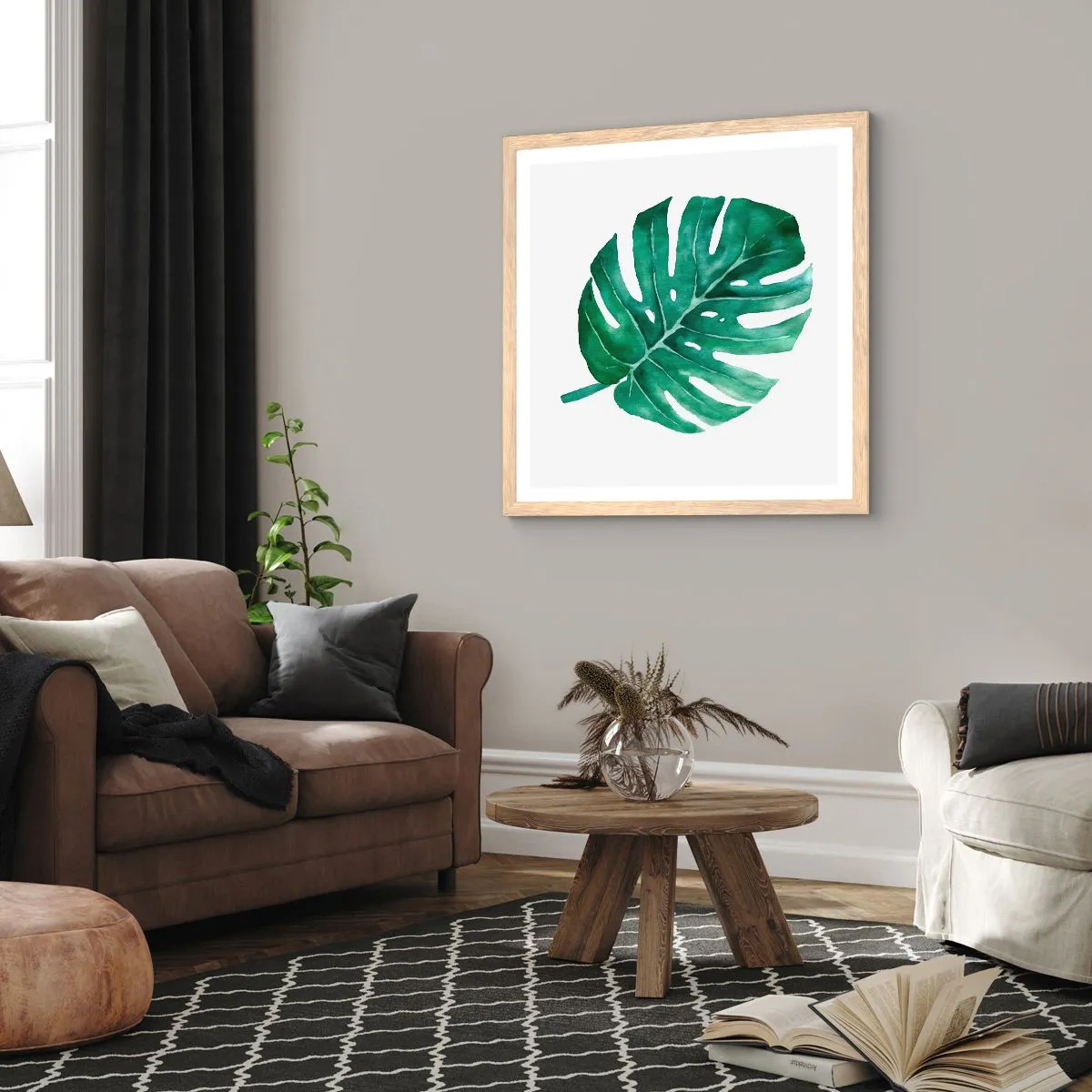 Poster in einem Rahmen aus heller Eiche - Grünes Konzept - 60x60 cm