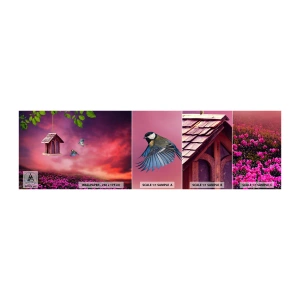 Fototapeten Muster Selbstklebend Deluxe Sticker - Einladung zum Abendessen - Landschaft, Blumen, Vogelhaus - 100x30 cm