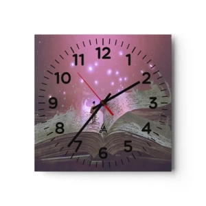 Wanduhr - Glasuhr - Einladung in eine andere Welt - lesen Sie! - 40x40 cm