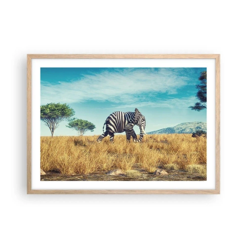 Poster in einem Rahmen aus heller Eiche - Grau ist nicht mehr in Mode - 70x50 cm