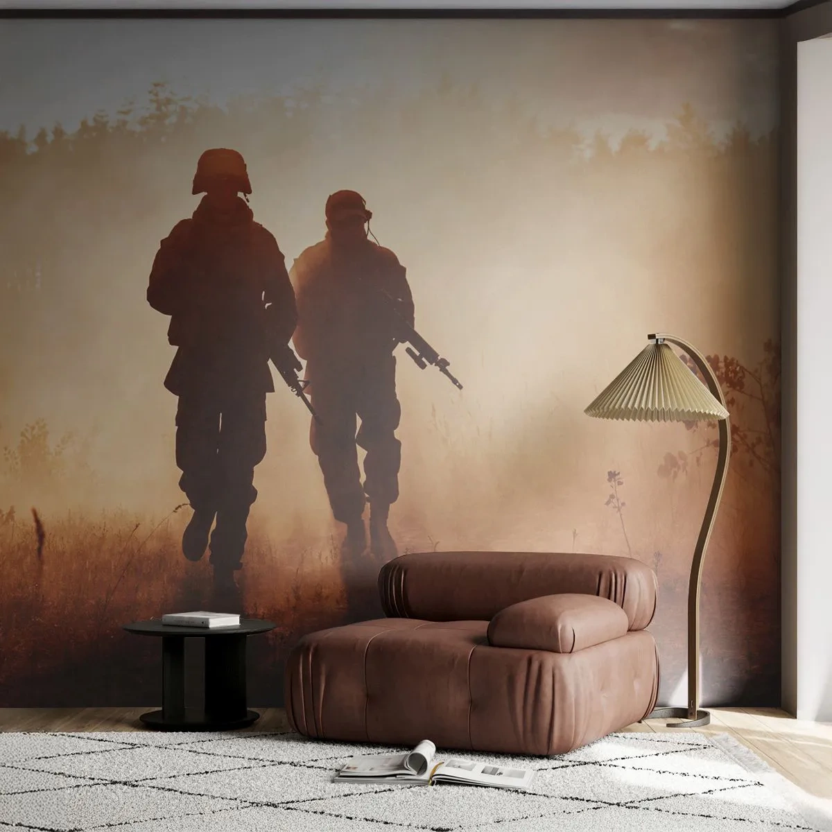 Fototapete Premium Sand - Ruf der Pflicht - Soldat, Gewehr, Militär - 100x70 cm