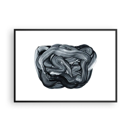 Poster in einem schwarzem Rahmen - Abstrakte Komposition in Grautönen - 100x70cm - Es ist nicht so einfach - Moderne Wanddekoration für Wohnzimmer und Schlafzimmer ARTTOR