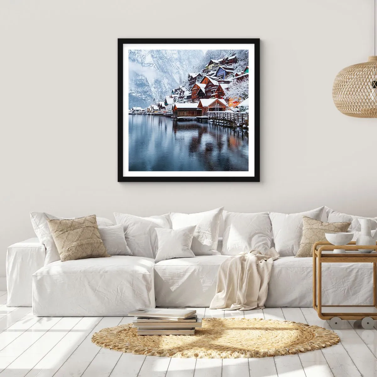 Poster in einem schwarzem Rahmen - In winterlicher Dekoration - 60x60 cm