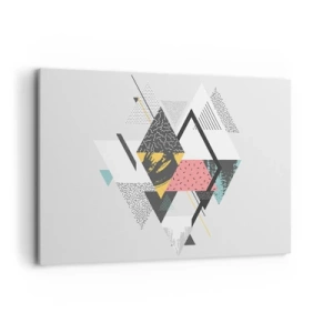 Bild auf Leinwand - Leinwandbild - Geometrische Muster auf hellem Hintergrund - 120x80cm - Variation über Dreieck und Raute - Moderne Wanddekoration für Wohnzimmer und Schlafzimmer ARTTOR
