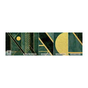 Fototapeten Muster Premium Canvas - Dynamik von Gold und Azurblau - Abstraktion, Stück, Geometrisches Muster - 100x30 cm