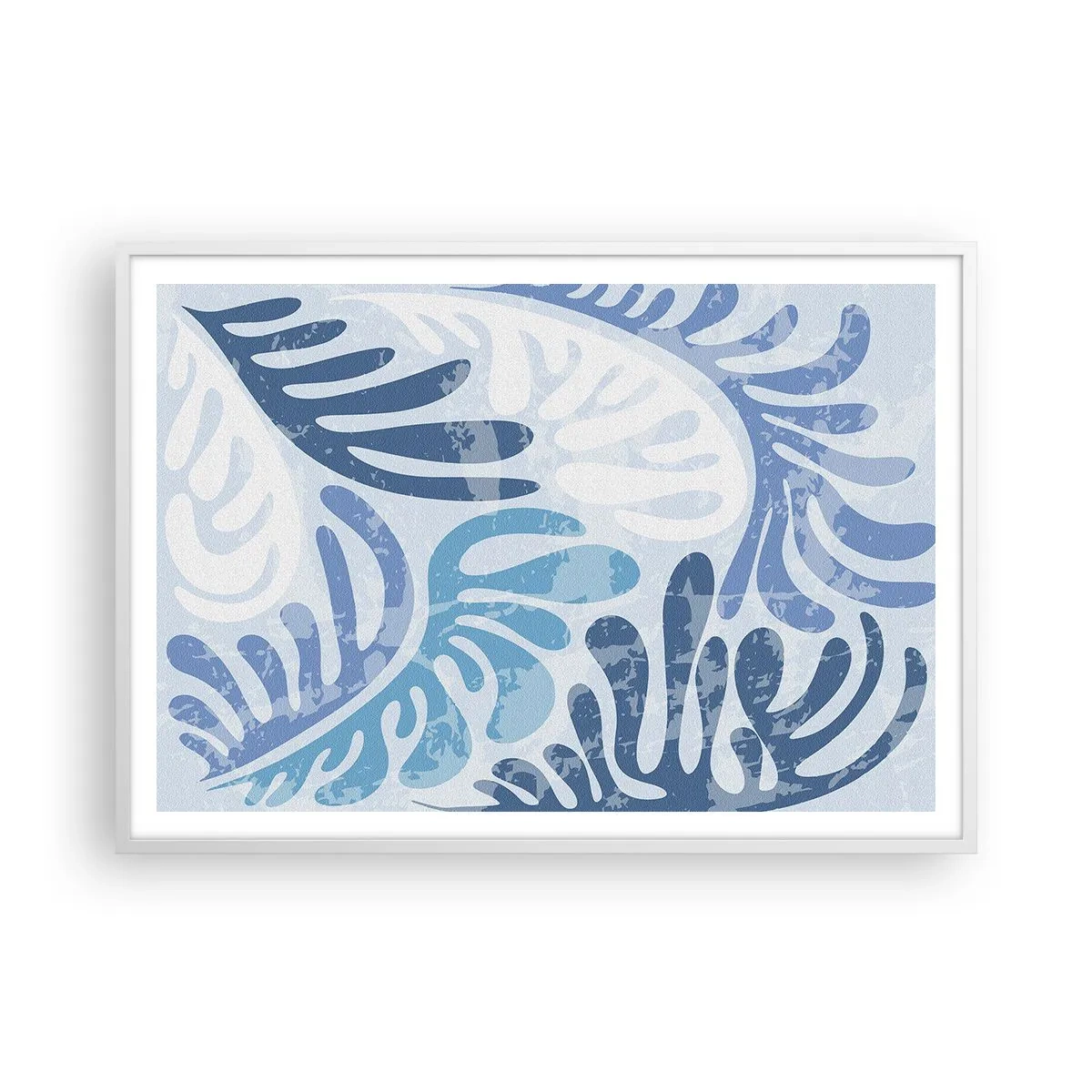 Poster in einem weißen Rahmen - Blaue Farne - 100x70 cm