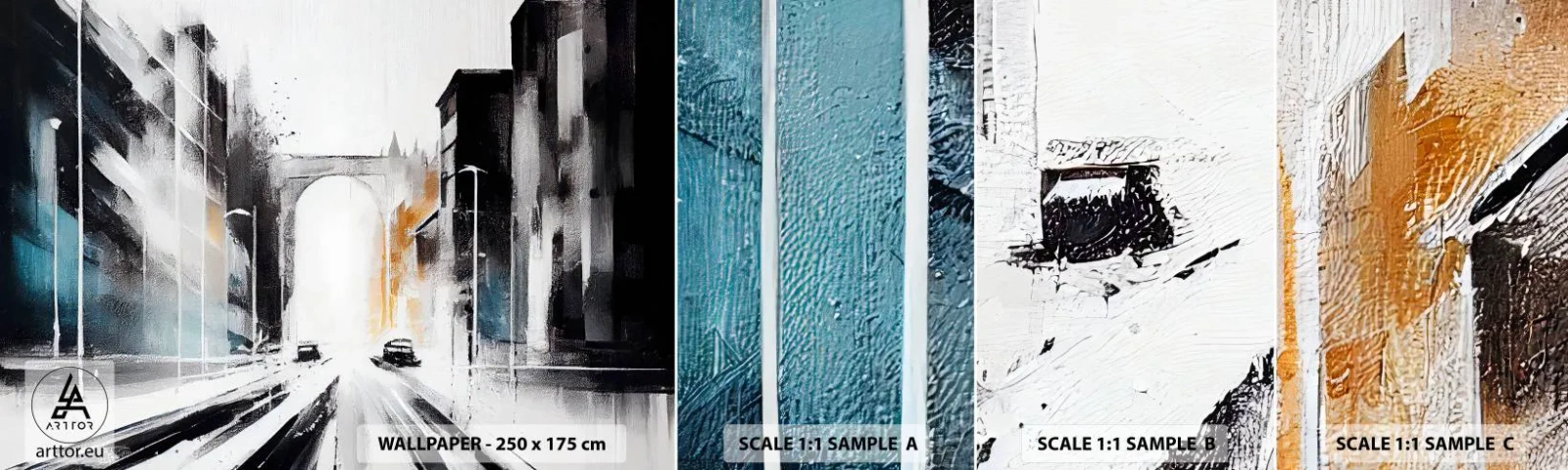 Fototapetenmuster Standard Eco - Stadtstudie: Architektur und Bewegung - Die Architektur, Landschaft, Straße - 100x30 cm