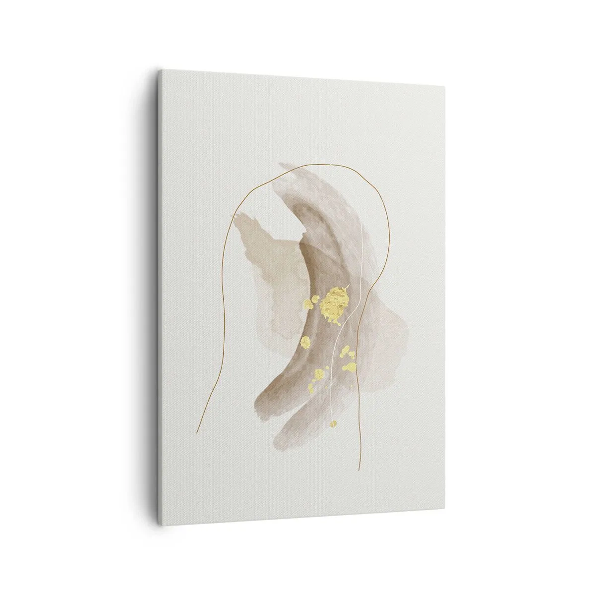 Bild auf Leinwand - Leinwandbild - Eine abstrakte Komposition in Beige- und Goldtönen. - 50x70cm - Im Weltraum begegnet - Moderne Wanddekoration für Wohnzimmer und Schlafzimmer ARTTOR