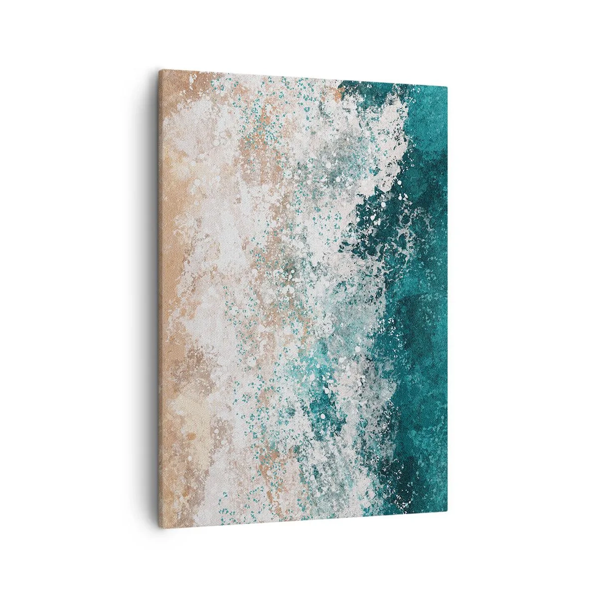 Bild auf Leinwand - Leinwandbild - Abstrakte Meereswelle in Türkis- und Beigetönen - 50x70cm - Meeresgeschichten - Moderne Wanddekoration für Wohnzimmer und Schlafzimmer ARTTOR