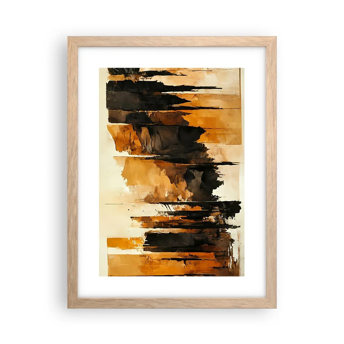 Poster in einem Rahmen aus heller Eiche - Harmonie von Schwarz und Gold - 30x40 cm