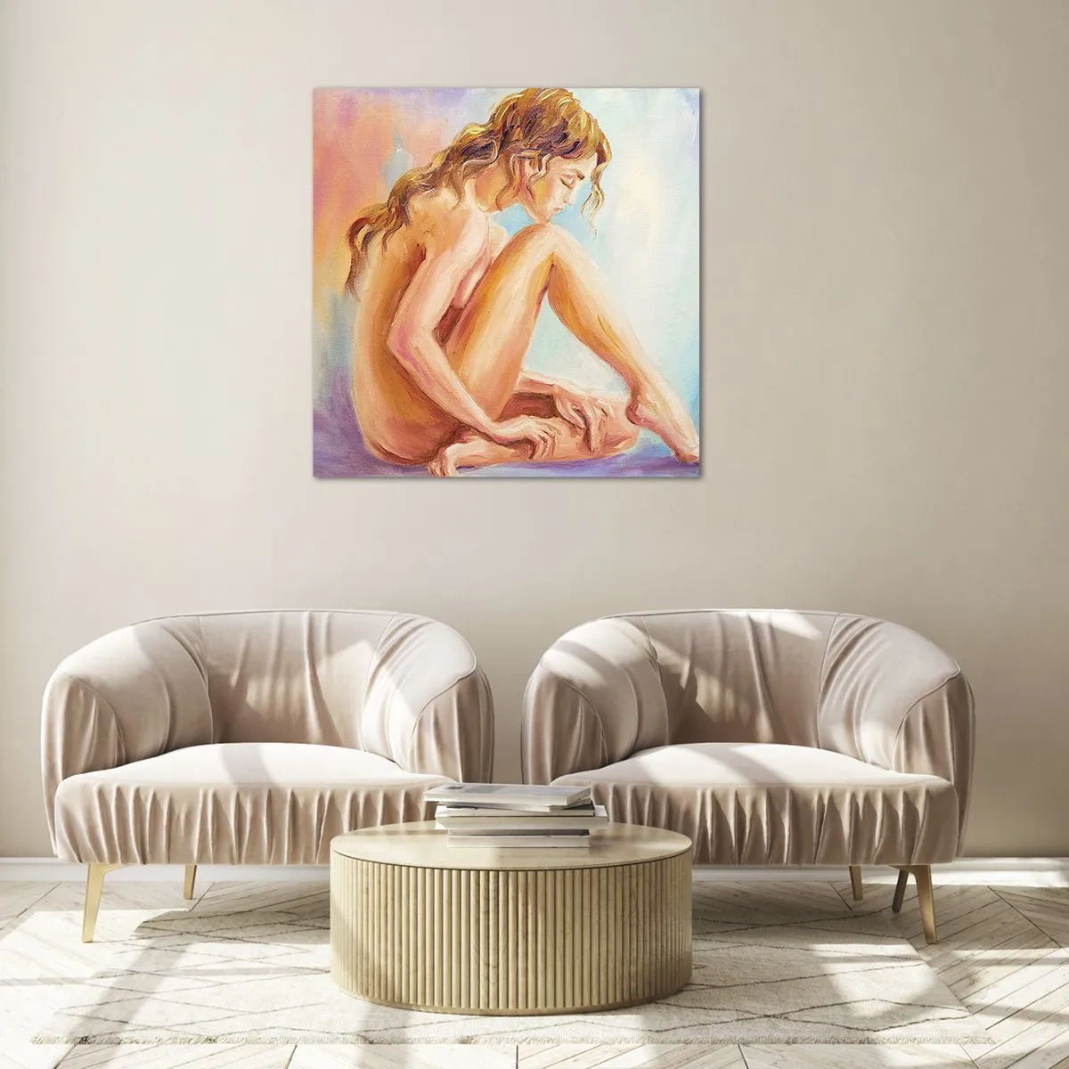 Glasbild - Bild auf glas - Akt der Jugend - 60x60 cm
