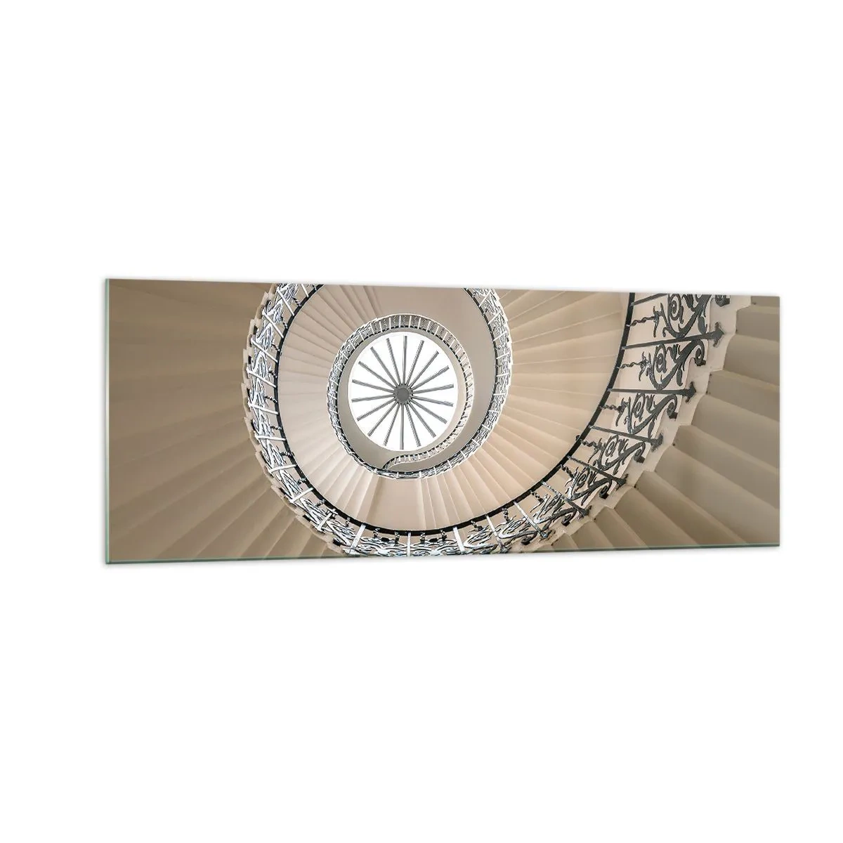 Glasbild - Bild auf glas - Wendeltreppe in elegantem geometrischem Ansatz - 140x50cm - Im Inneren der Muschel - Moderne Wanddekoration für Wohnzimmer und Schlafzimmer ARTTOR