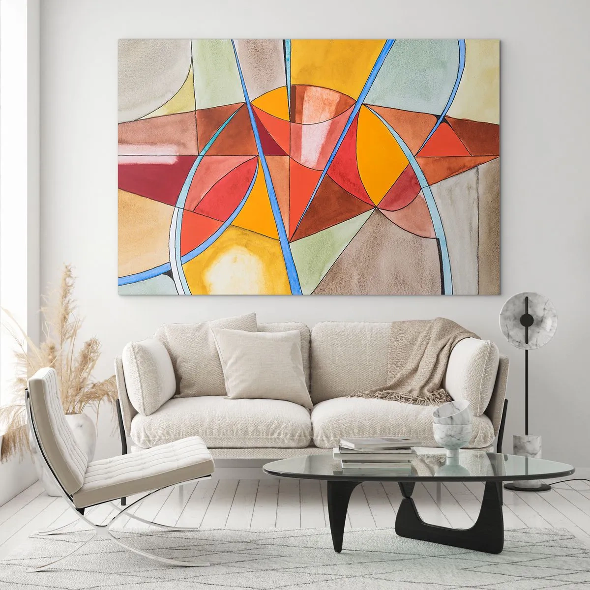 Glasbild - Bild auf glas - Bunte Abstraktion mit geometrischen Formen - 100x70cm - Das Karussell, das Traumkarussell - Moderne Wanddekoration für Wohnzimmer und Schlafzimmer ARTTOR